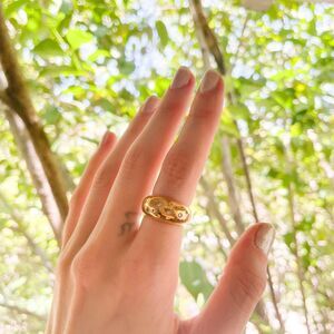 Gold Ring with Rhinestones